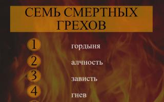Семь смертных грехов в православии